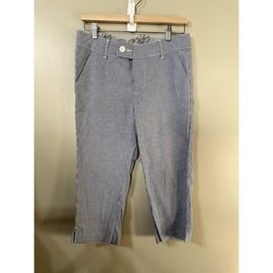 Riders By Lee Pants Womens 6 Blue Capri Striped Twill Cotton Spandex Stretch